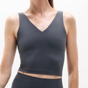 Athleta Transcend V-Neck Grey Crop Sports Bra D-DD Size Medium